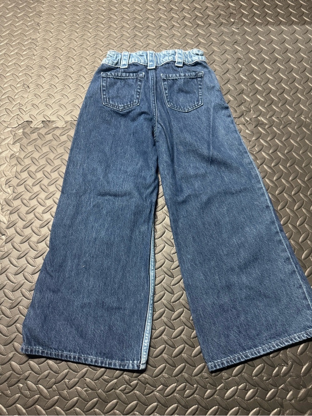 Gap Kids High Rise Wide Leg Jeans Girls Size 10 Two Tone Denim - Picture 12 of 13